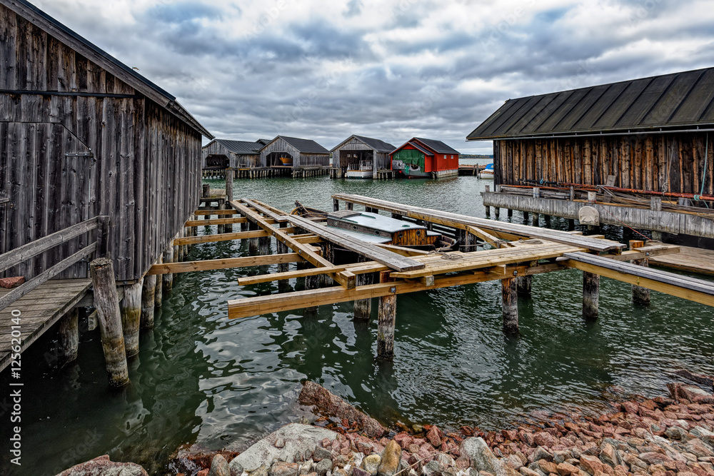 Boats in Maritime Quarter in Mariehamn, Aland islands