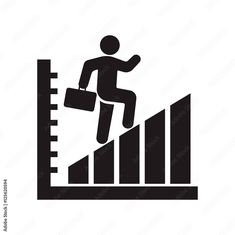 man walk on graph.man icon.vector illustration. Stock Vector | Adobe Stock