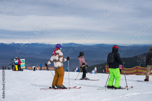 Young skiers on the ski slope.