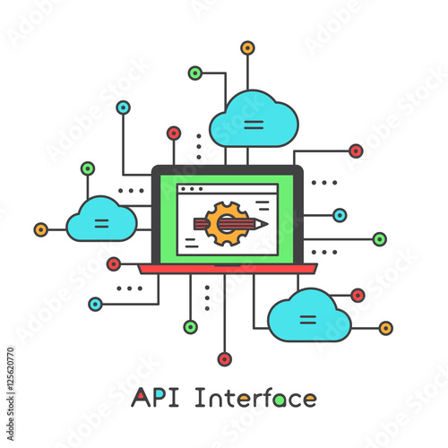 API Interface Data Mining, User Interface Design, Vector Icon Style  Illustration