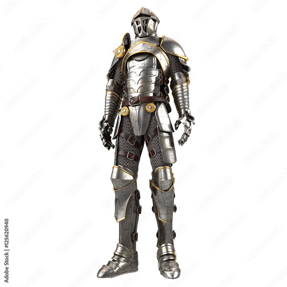 3d illustration of a full suit of armor isolated on white background