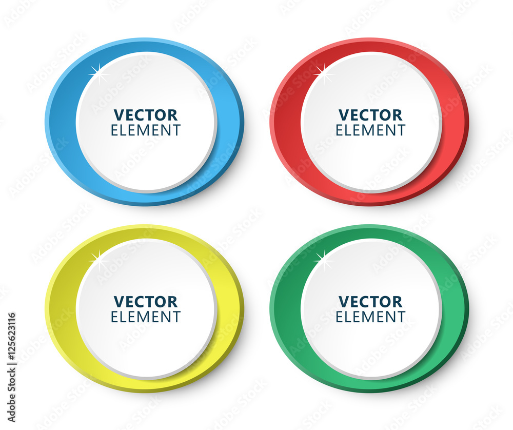 High Quality Modern Circular Color Labels on White Background. Vector Isolated Illustration. High Quality Modern Circular Color Labels on White Background. Vector Isolated Illustration.