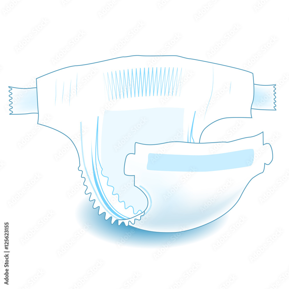 Baby absorbent diaper. Realistic vector illustration