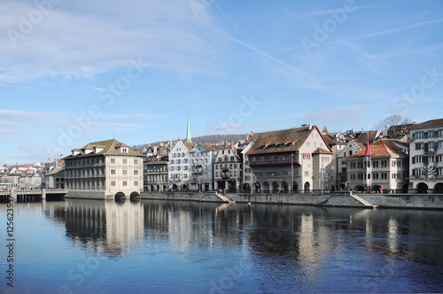 Old Houses on the Embankment in Bern in Switzerland.