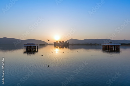 Silhouette of jal mahal in  jaipur