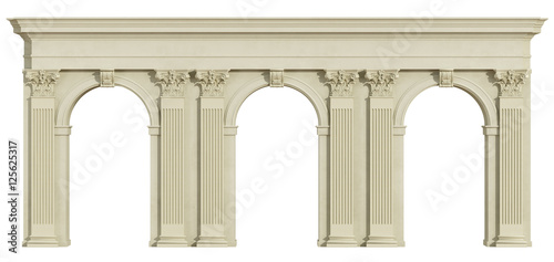 Fotografie, Tablou Classic colonnade isolated on white