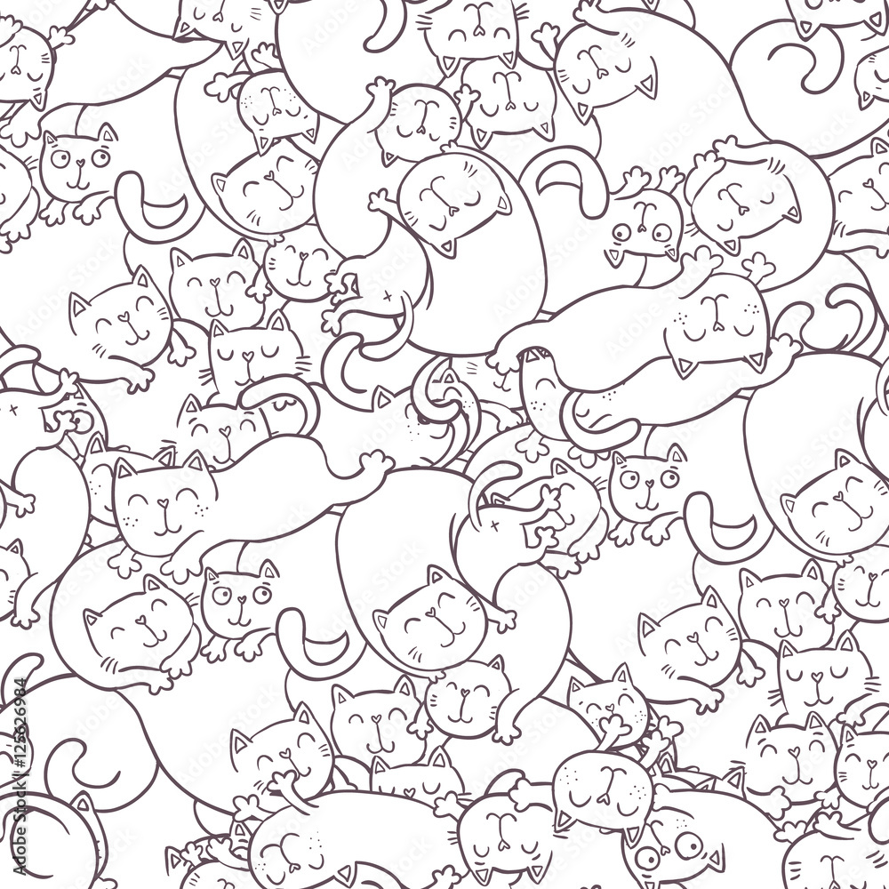 Seamless vector pattern with funny cats.