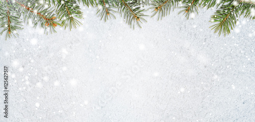Tableau sur toile christmas card or new year background made of glittering snowflakes with fir-tre