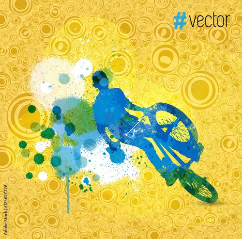Boy jumping with bmx bike vector