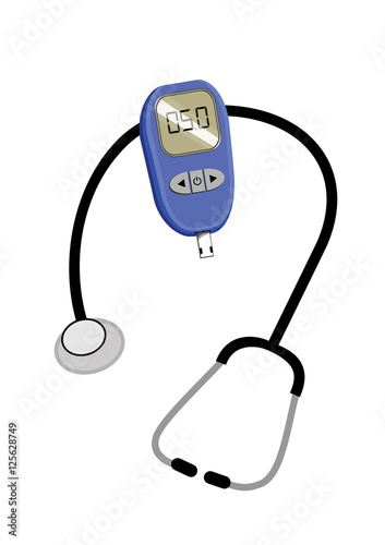 Vector image of a glucose monitor and a stethoscope
