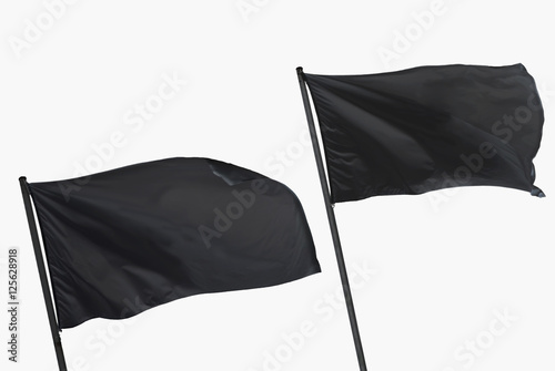 two black flags isolated photo