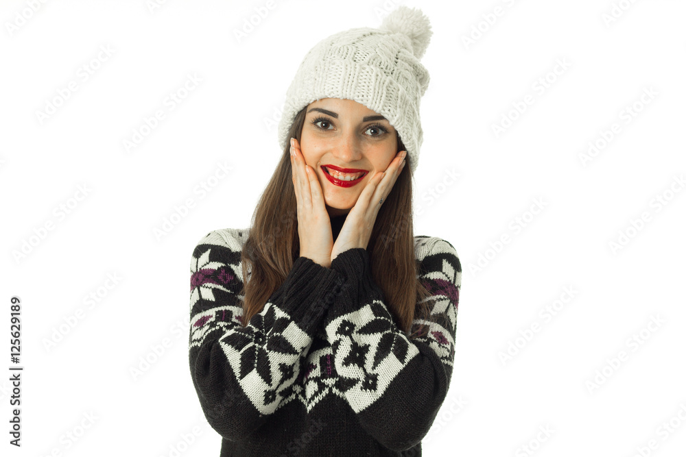 beautiful girl in warm winter sweater