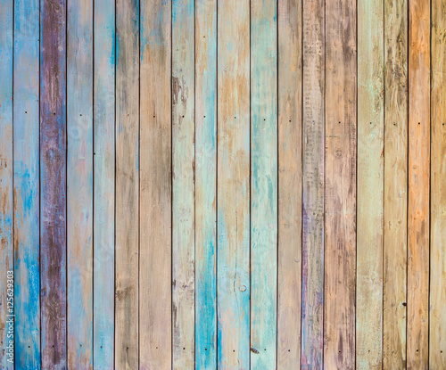 many-coloured background of old wood plank photo
