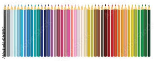Colour pencils. Set of colored pencils isolated on white background. Vector illustration.