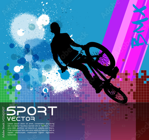 Boy jumping with bmx bike vector