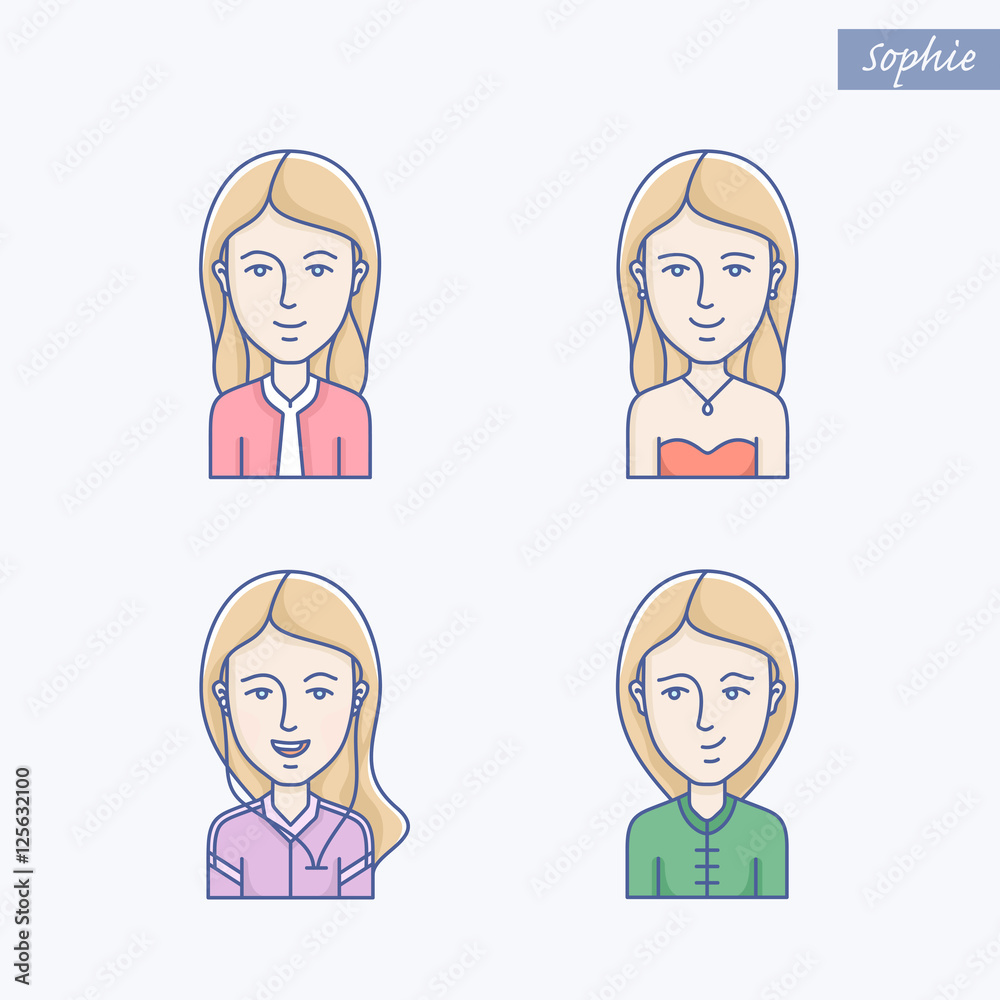 Vector girl avatars
