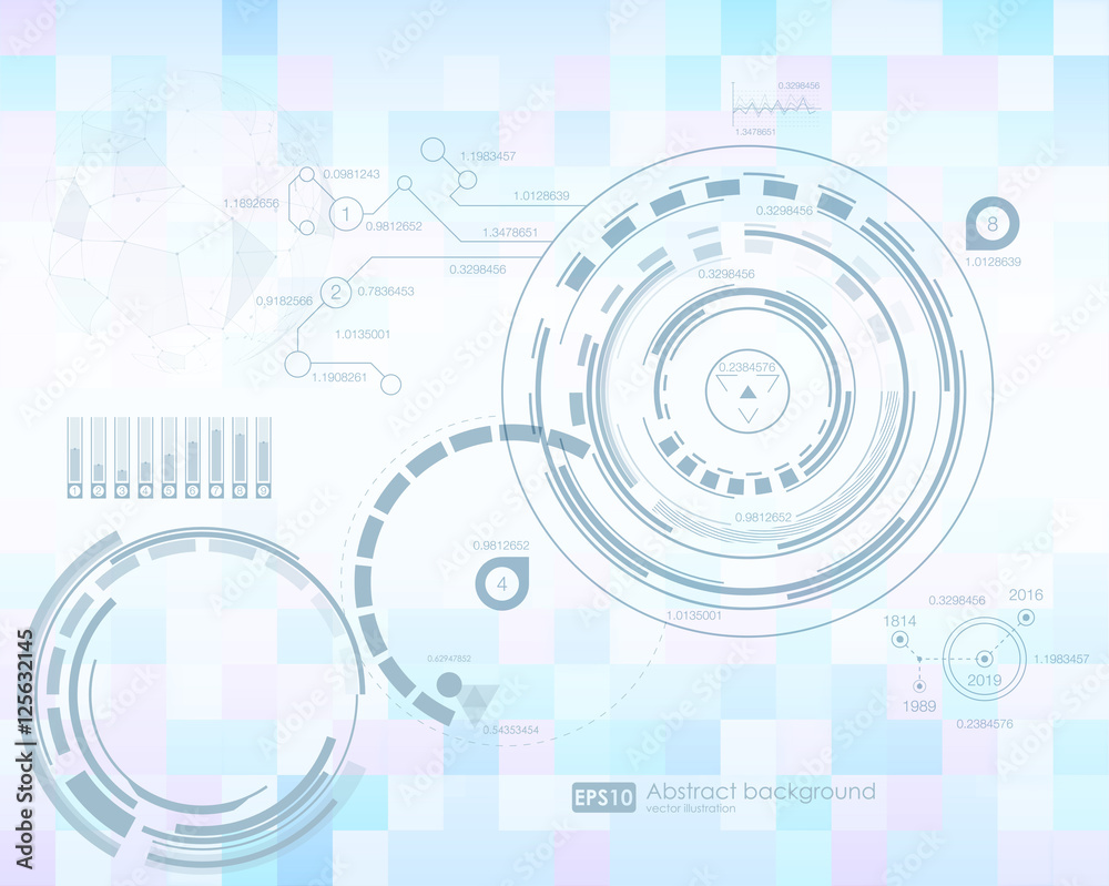Obraz premium Infographic elements. futuristic user interface HUD. Abstract background with connecting dots and lines. Connection structure. Vector science background. Business abstract Vector illustration