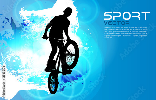 Boy jumping with bmx bike vector