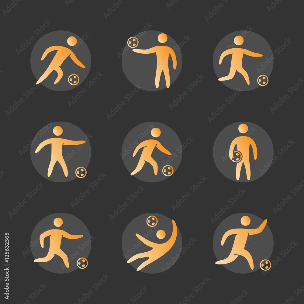 Silhouettes of figures soccer player icons set