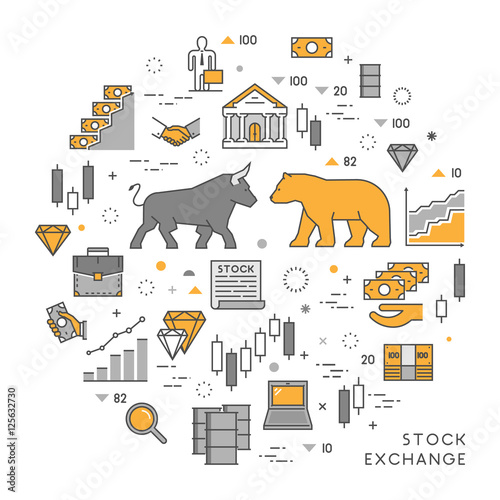Vector line concept stock exchange. Linear symbol commodity exch