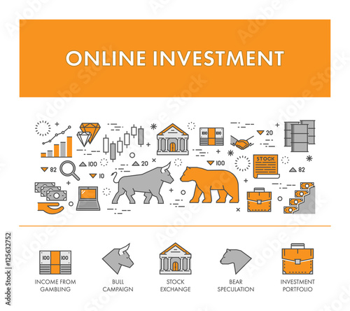 Vector line concept online investment. Linear symbol stock excha