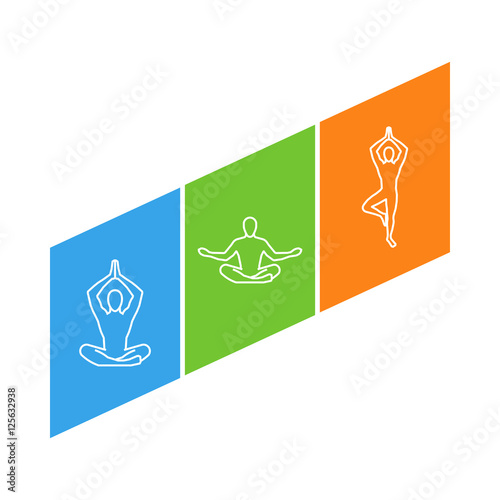 Line vector logo for yoga. Outline figure yogi