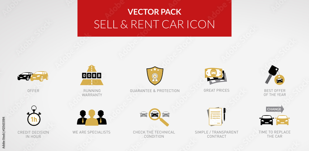 Vector icon - Rent Sell & Buy Car - vol.2 - obrazy, fototapety, plakaty 