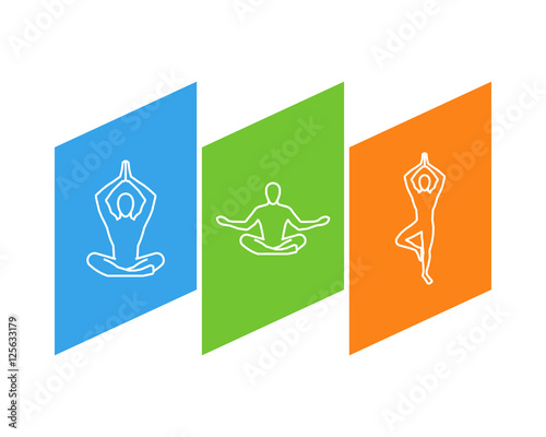 Line vector logo for yoga. Outline figure yogi