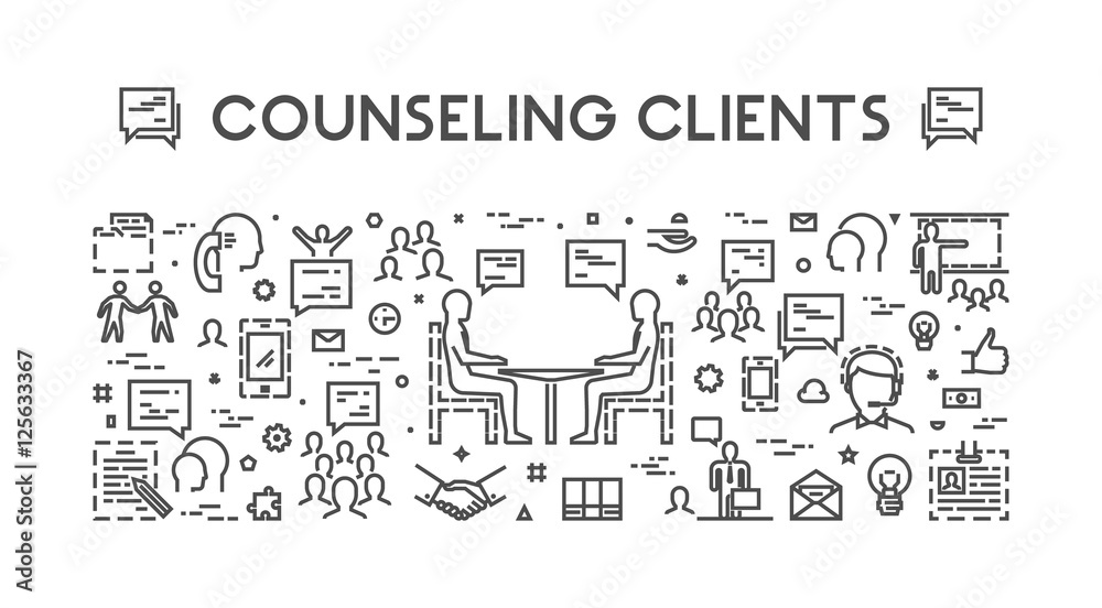 Vector line concept customer service Vector line concept customer service