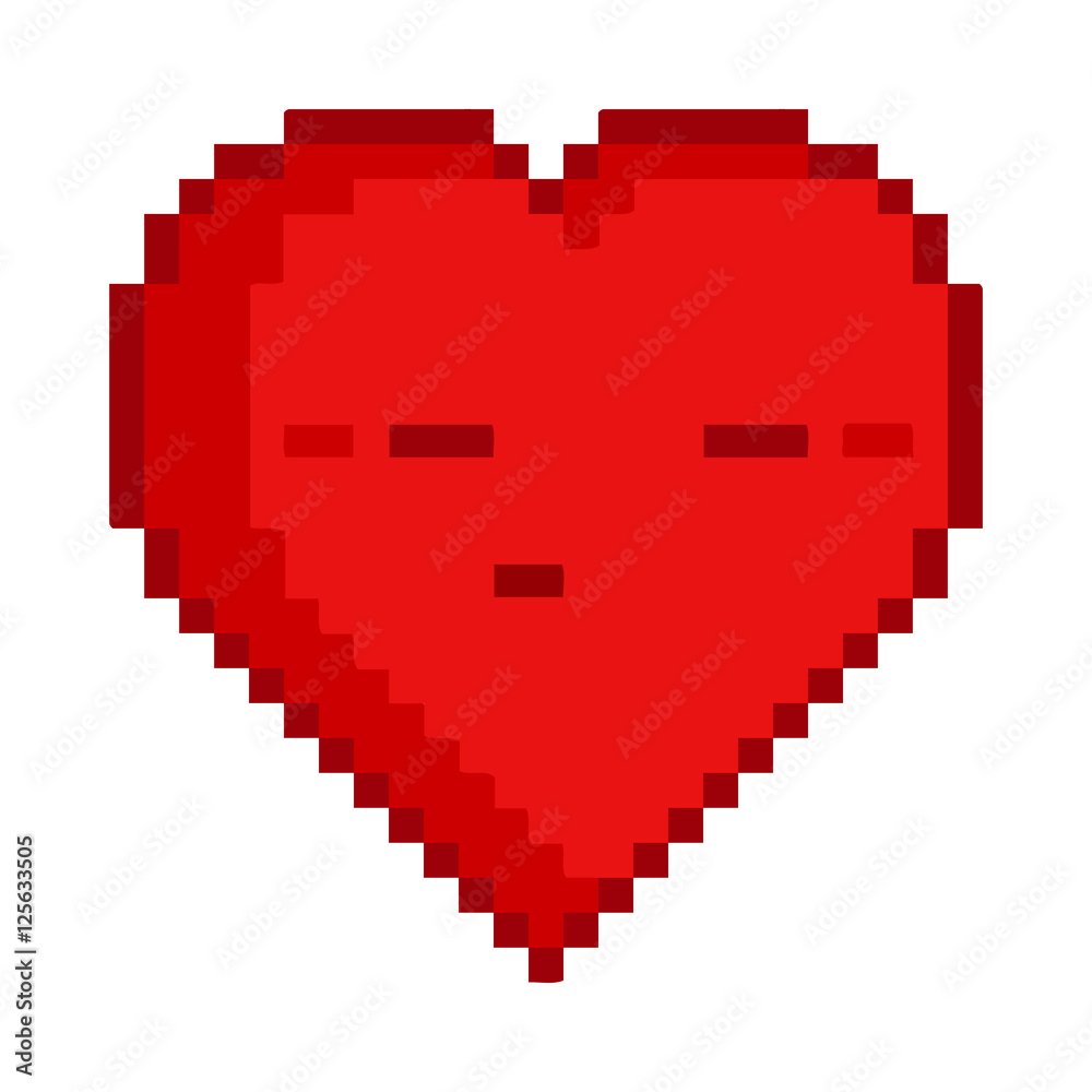 Vector 8-bit pixel art heart for design Vector 8-bit pixel art heart for design