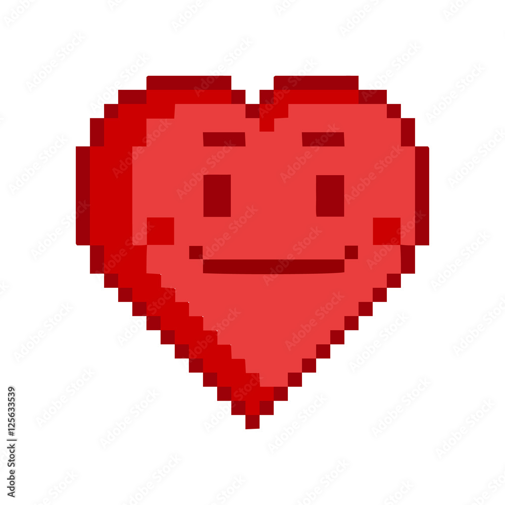 Vector 8-bit pixel art heart for design