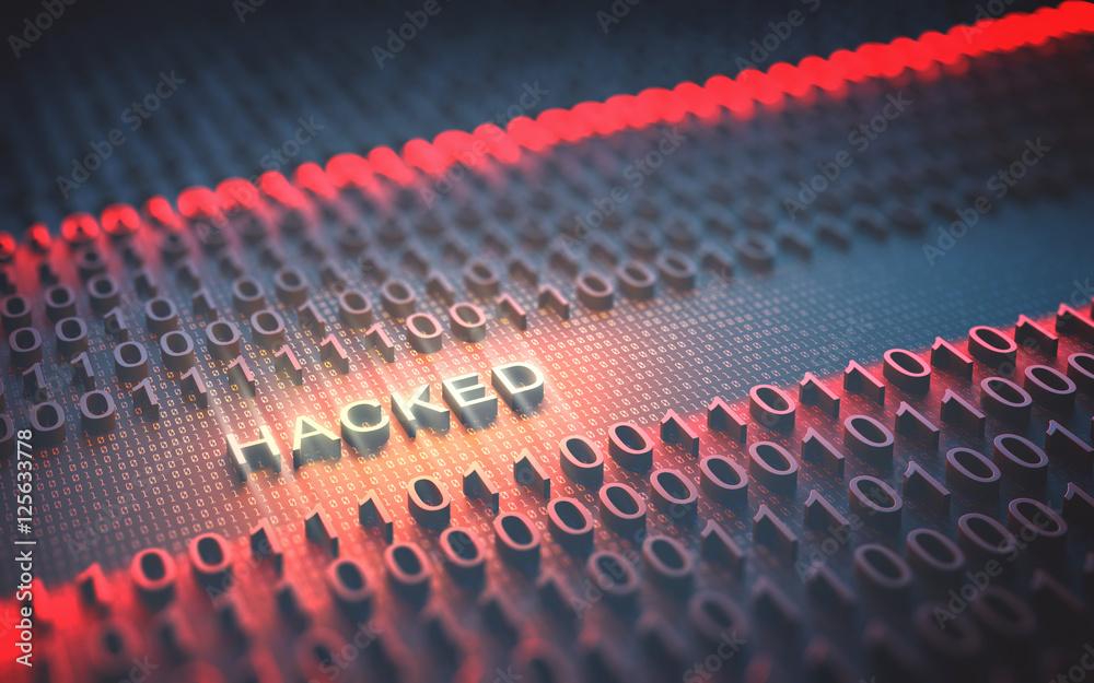 Fototapeta premium Binary Code Hacked