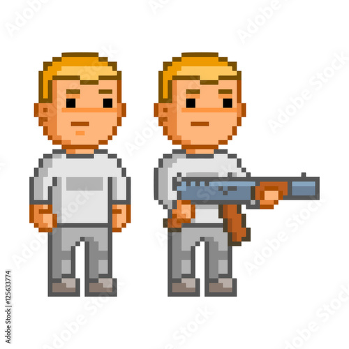 Vector 8 bit pixel hero for game