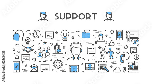Vector line concept support. Open path