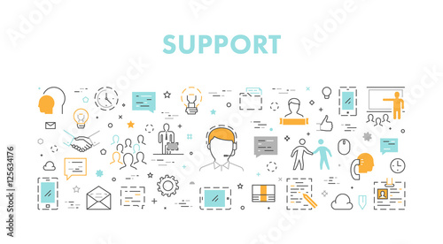 Vector line concept support. Open path