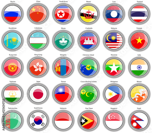 Flags of the Asia.