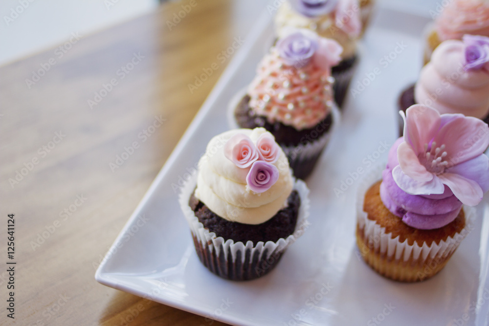 Pink White and Purple Wedding Cupcakes Pink White and Purple Wedding Cupcakes
