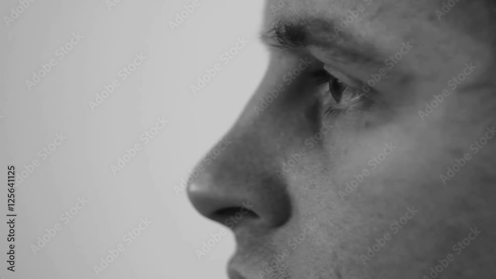 brown eyes of a young man at a close distance