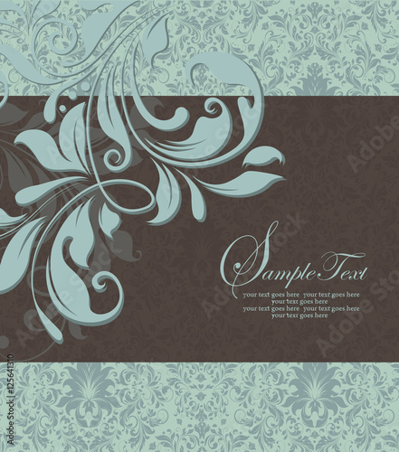 Vintage invitation card with ornate elegant abstract floral desi