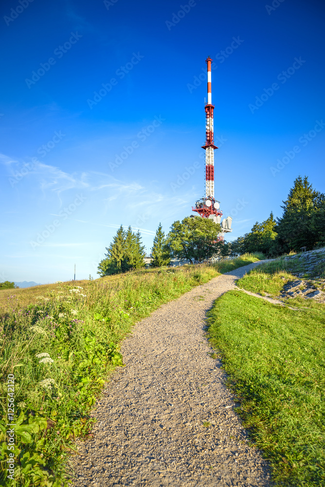 Obraz premium Transmitter on mount Gaisberg, Salzburg, Austria