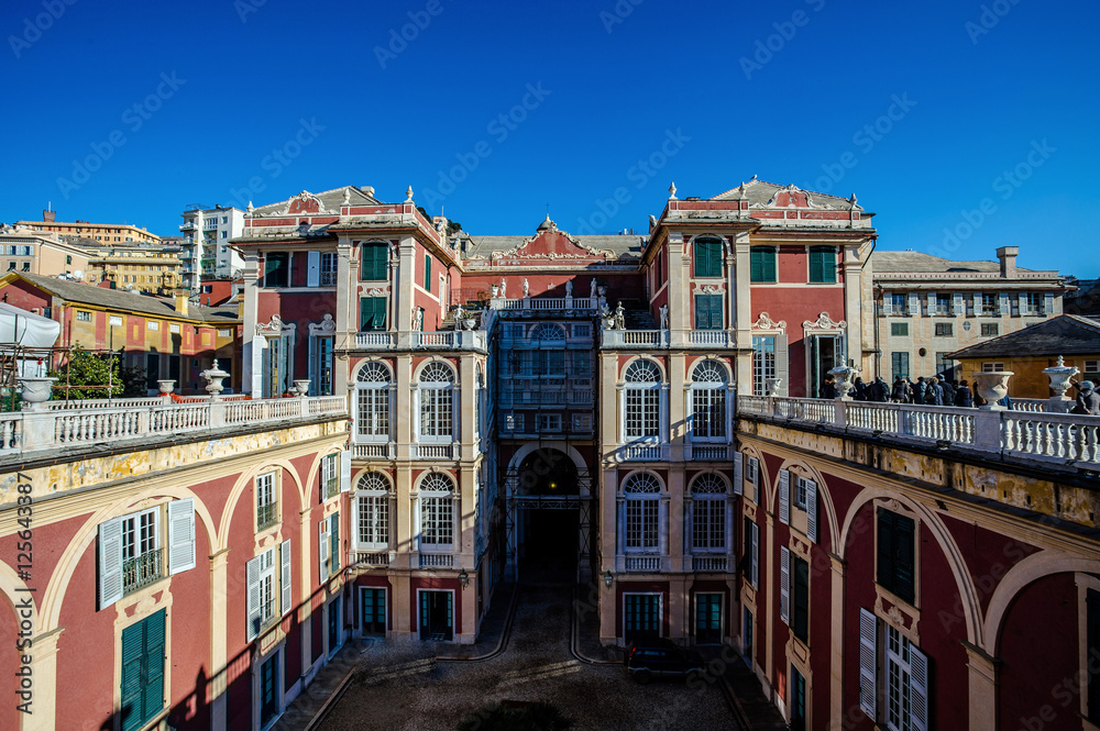 GENOA, ITALY, FEBRUARY 01, 2015: Courtyard of Palazzo Reale in Genoa, Italy, the Real Palace (Palazzo Reale)  in Genoa. Liguria, Italy, Europe
