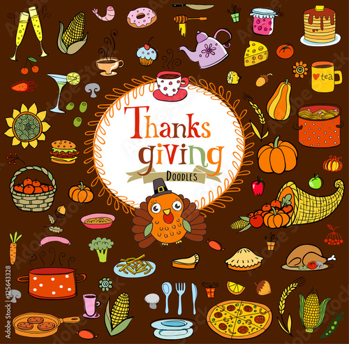 Thanksgiving food doodles
