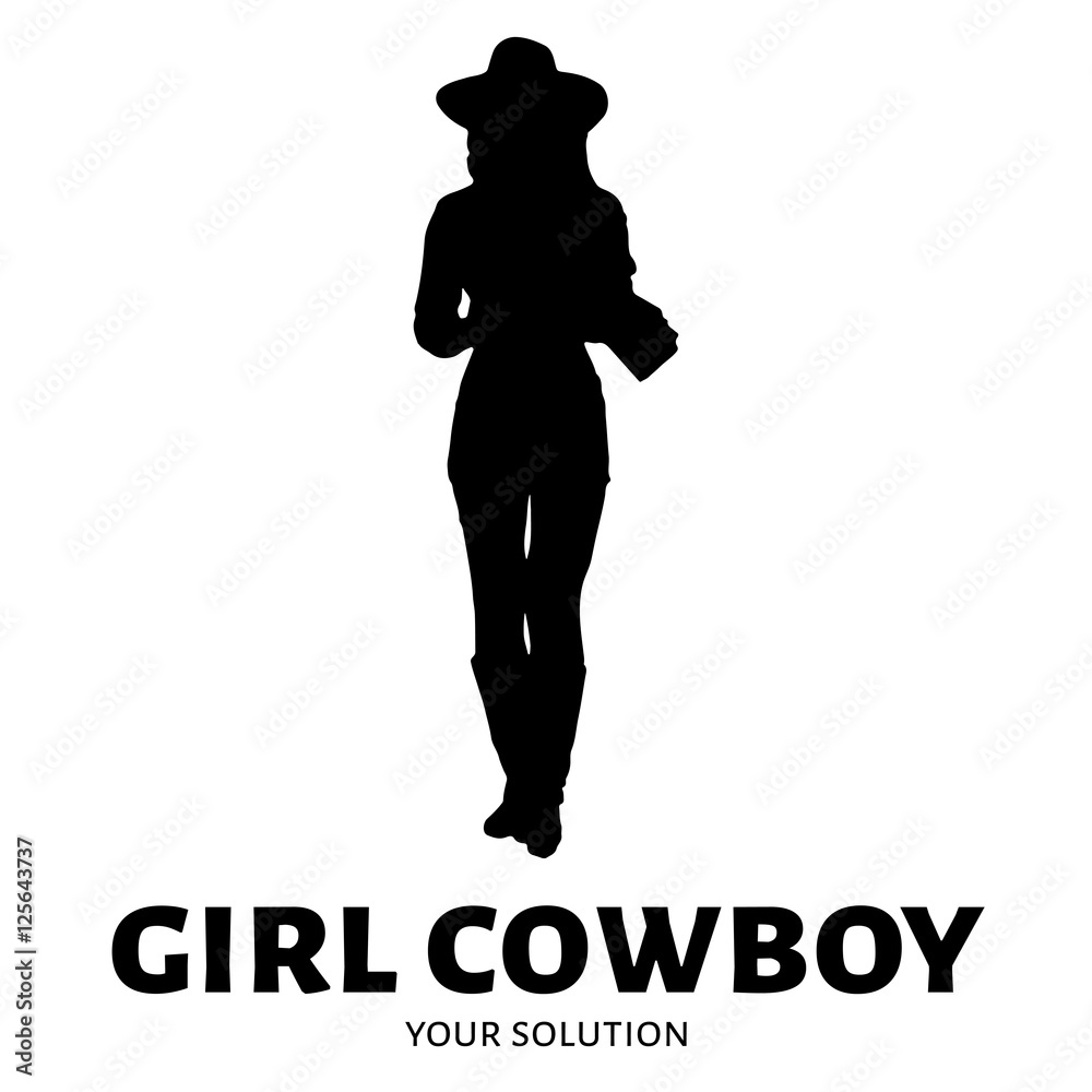 Girl cowboy vector logo. Brand's logo in the form of girls cowboy Girl cowboy vector logo. Brand's logo in the form of girls cowboy