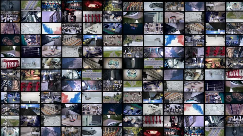 Multichannel display of industrial, medical, transportation footages 4K