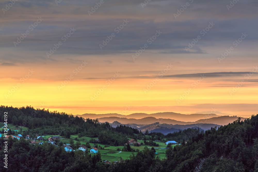 Obraz premium View from st. Primoz church at dawn