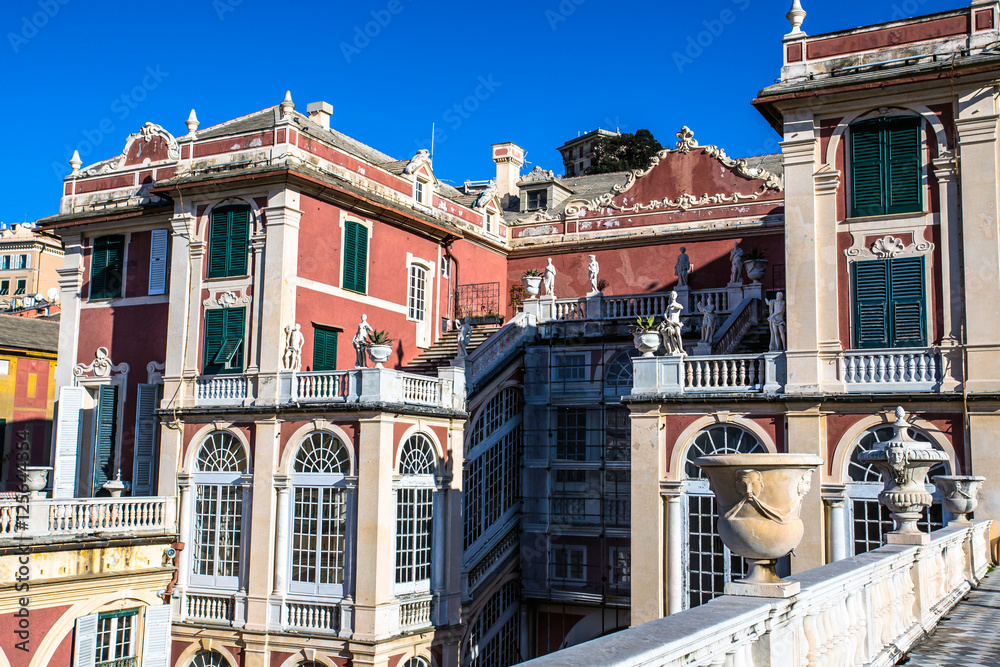 Naklejka premium GENOA, ITALY, FEBRUARY 01, 2015: Courtyard of Palazzo Reale in Genoa, Italy, the Real Palace (Palazzo Reale) in Genoa. Liguria, Italy, Europe