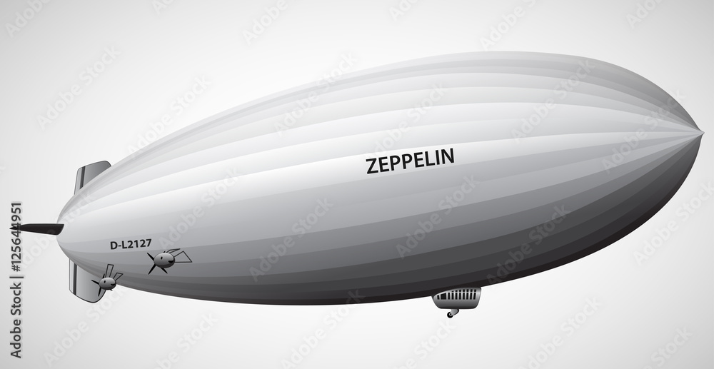 Fototapeta premium Vintage airship Zeppelin. Dirigible balloon. Vector illustration