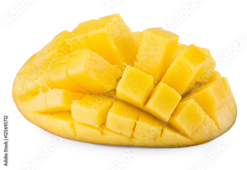 half of mango isolated on the white background