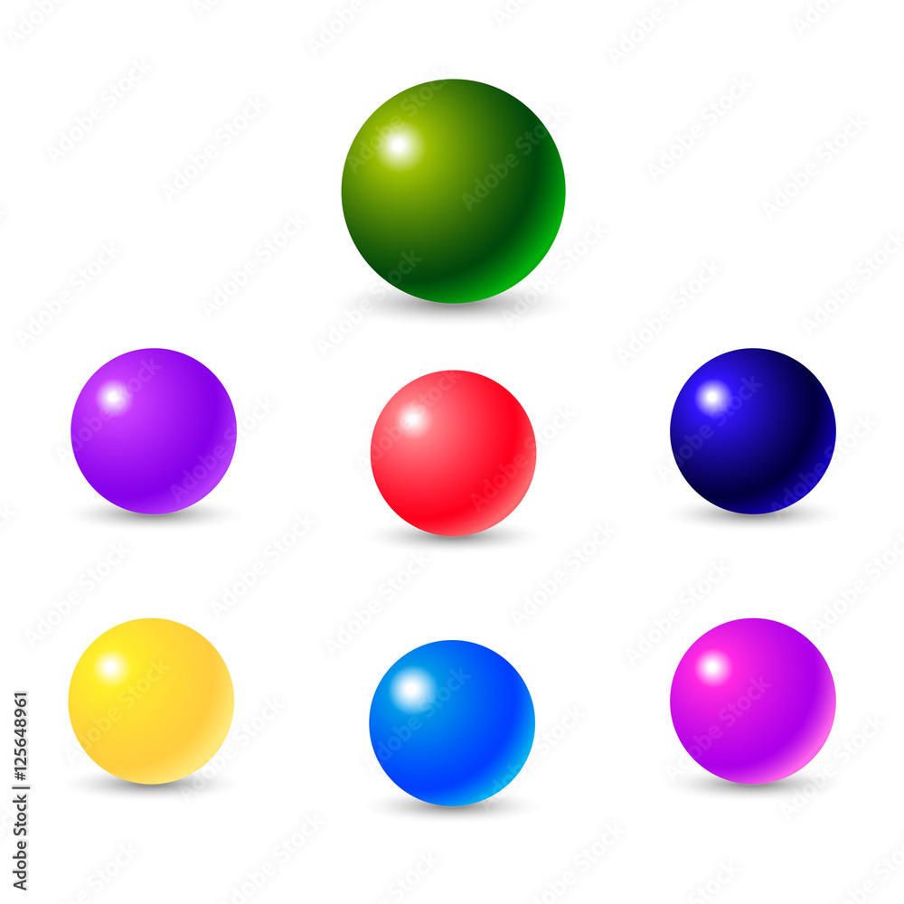 Collection of colorful glossy spheres isolated on white. Vector illustration for your design Collection of colorful glossy spheres isolated on white. Vector illustration for your design