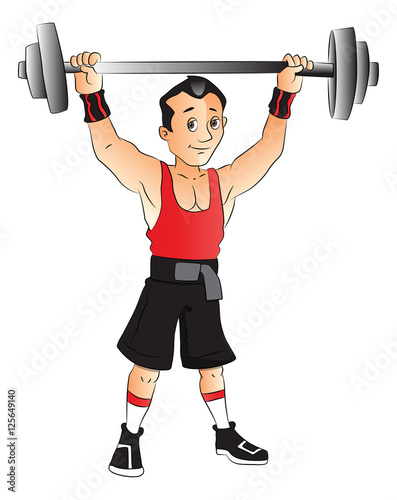 Vector of man doing weightlifting.